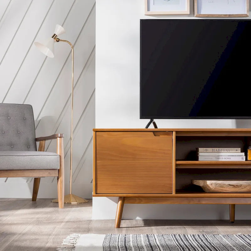 Meuble TV 70 pouces en bois massif de style Mid-Century
