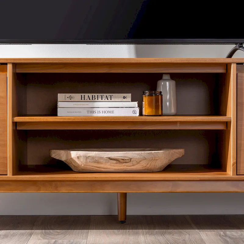 Meuble TV 70 pouces en bois massif de style Mid-Century