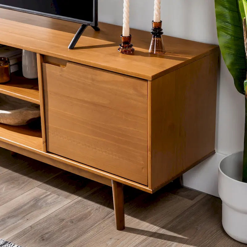 Meuble TV 70 pouces en bois massif de style Mid-Century