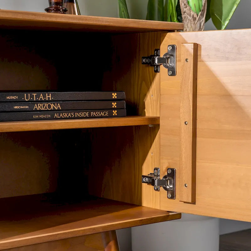Meuble TV 70 pouces en bois massif de style Mid-Century