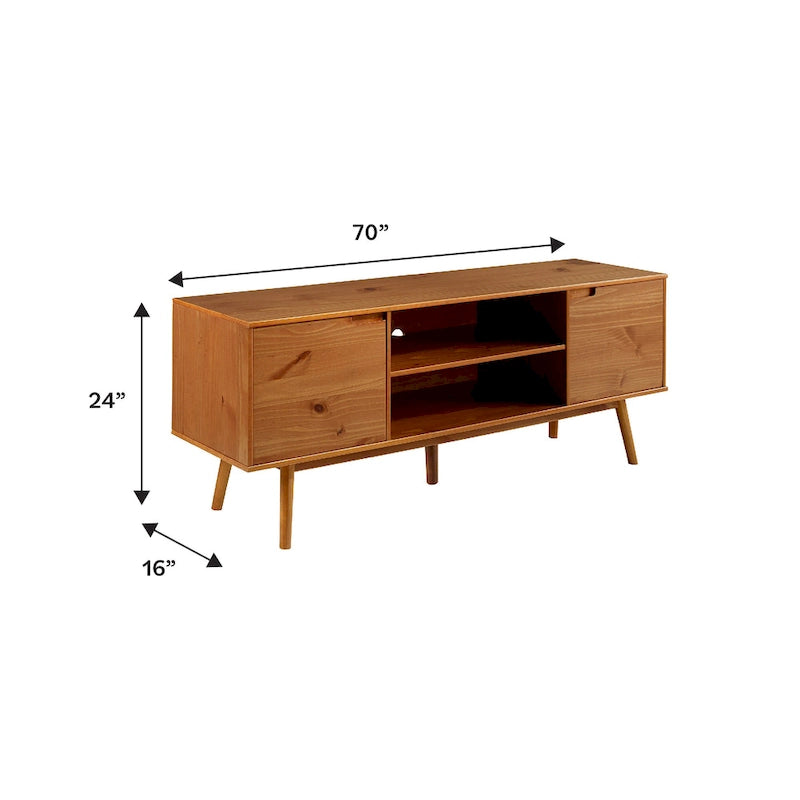 Meuble TV 70 pouces en bois massif de style Mid-Century