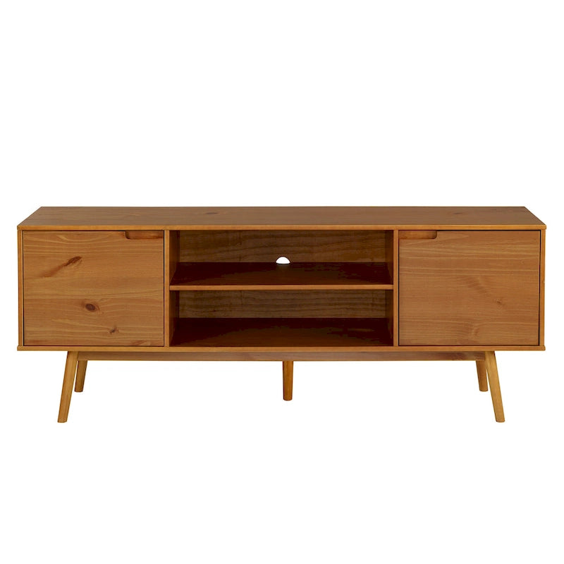 Meuble TV 70 pouces en bois massif de style Mid-Century