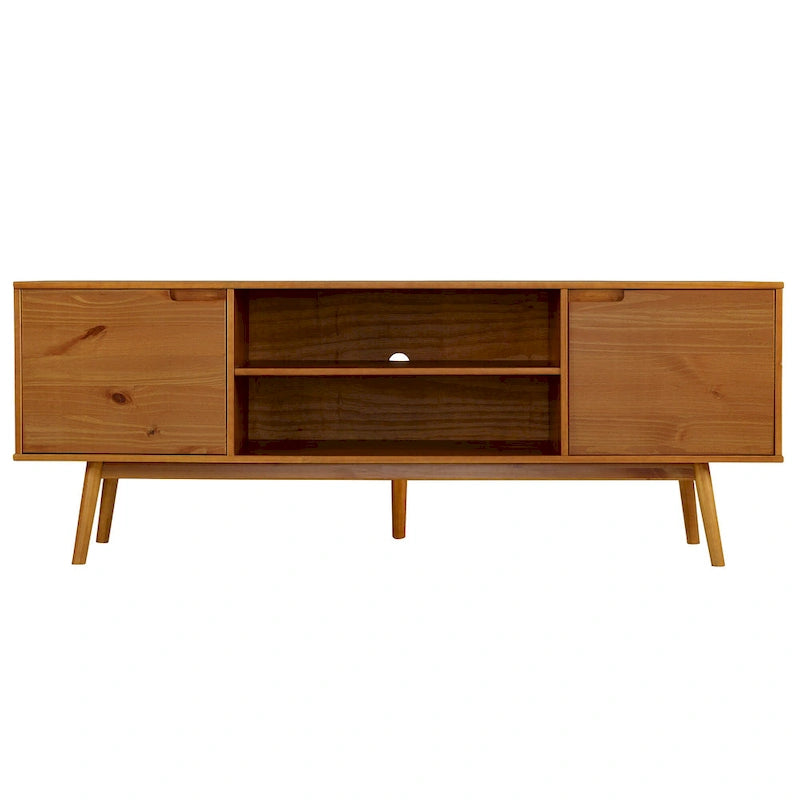 Meuble TV 70 pouces en bois massif de style Mid-Century