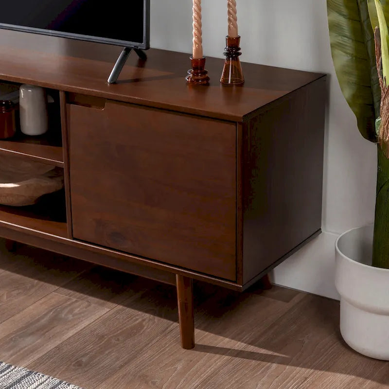 Meuble TV 70 pouces en bois massif de style Mid-Century