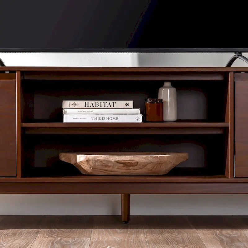 Meuble TV 70 pouces en bois massif de style Mid-Century