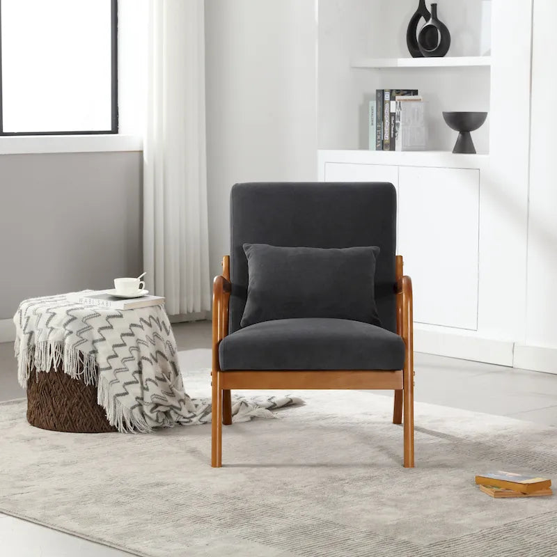 Fauteuil lounge en velours avec coussin