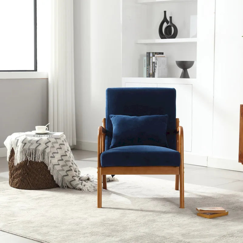 Fauteuil lounge en velours avec coussin