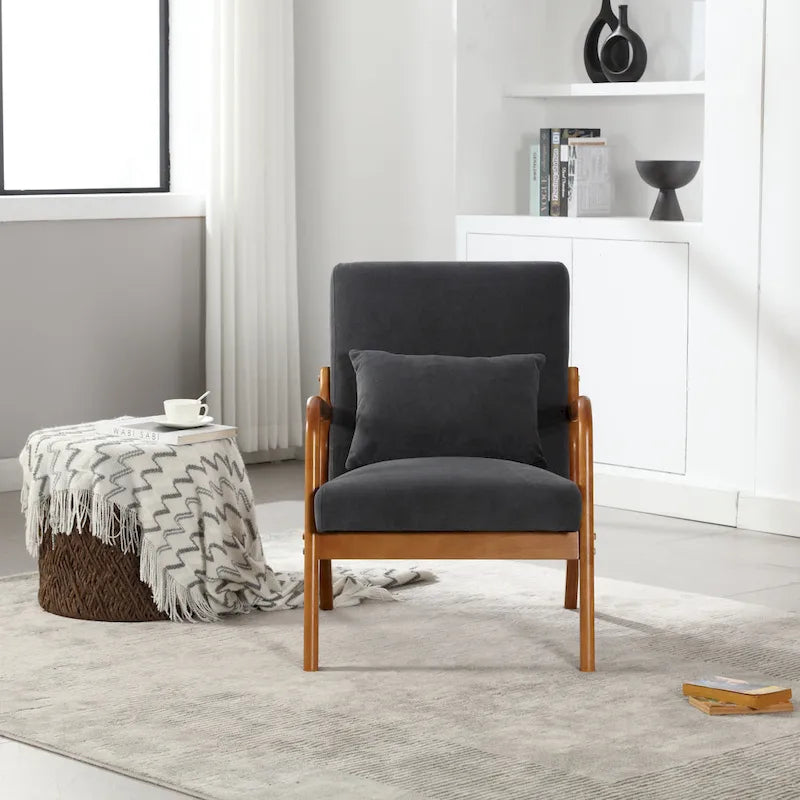 Fauteuil lounge en velours avec coussin