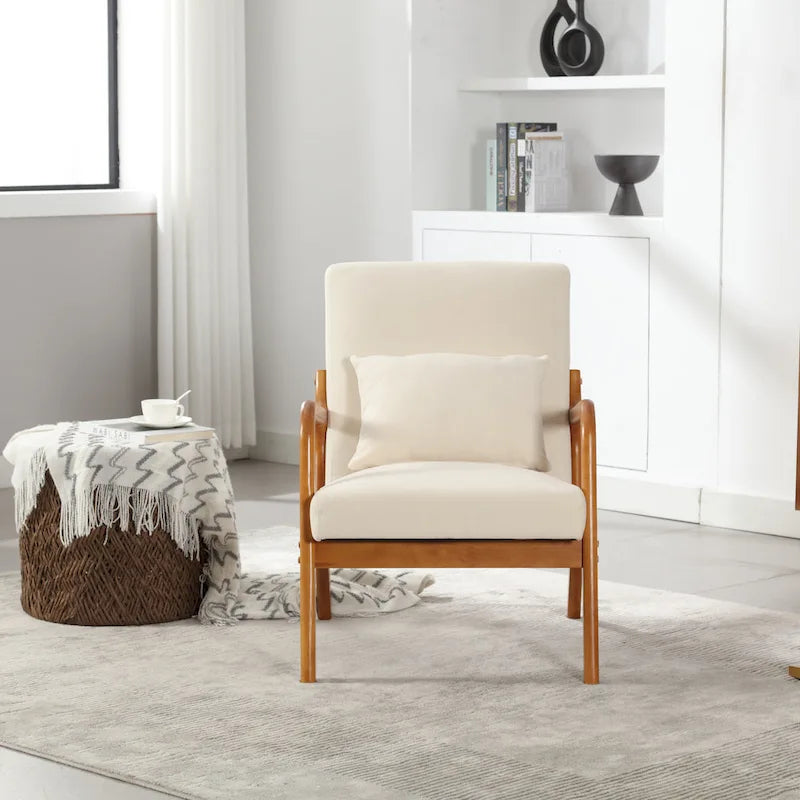 Fauteuil lounge en velours avec coussin