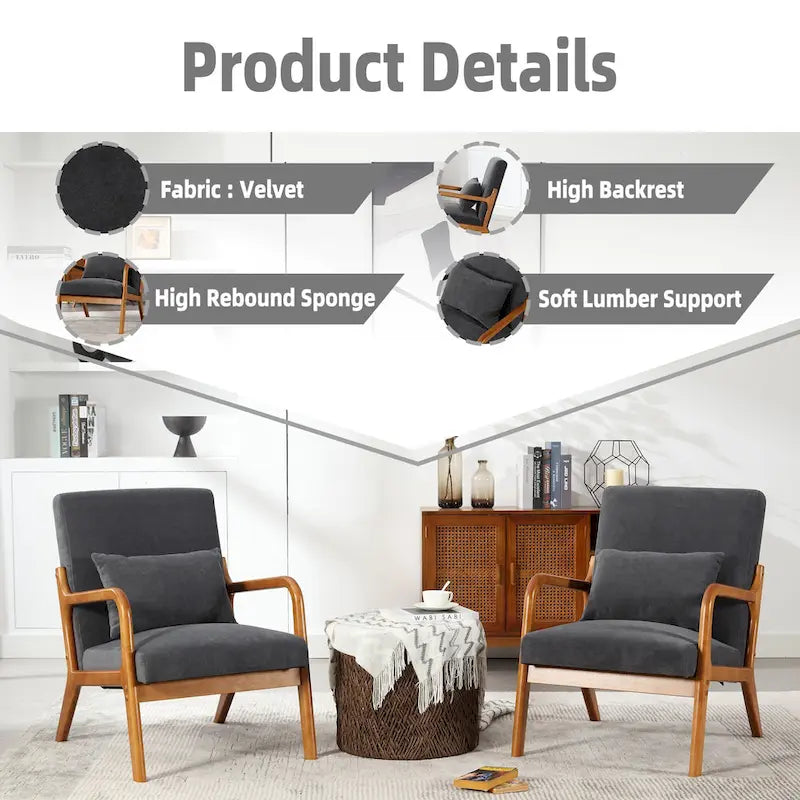 Fauteuil lounge en velours avec coussin