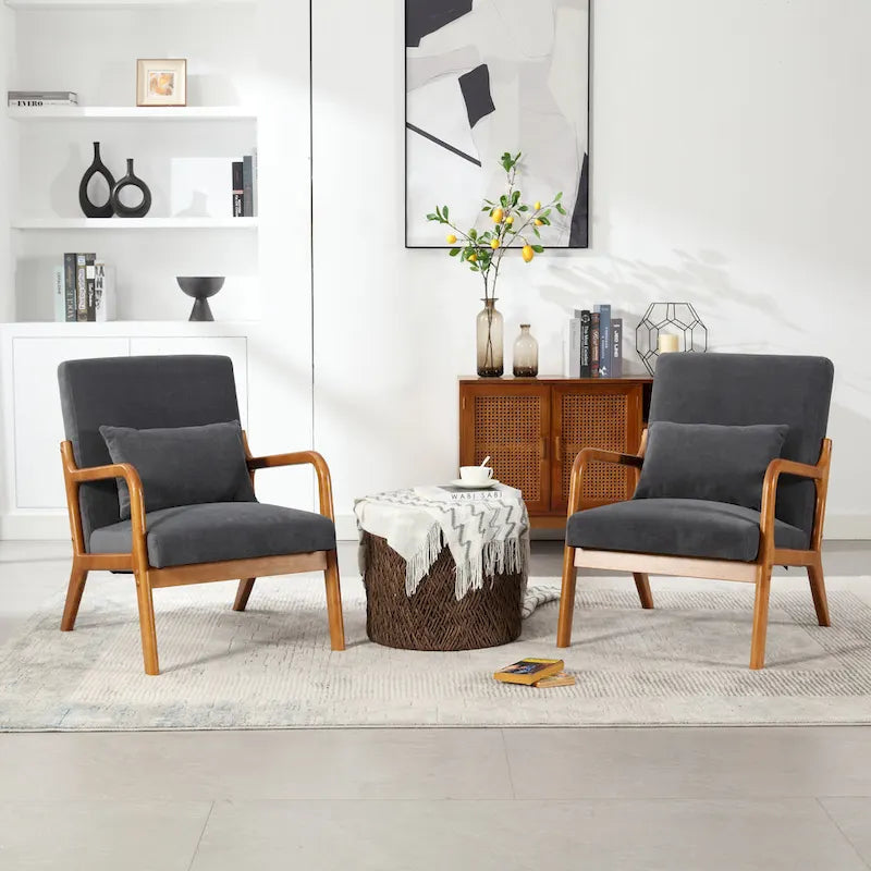Fauteuil lounge en velours avec coussin