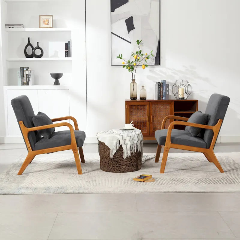Fauteuil lounge en velours avec coussin