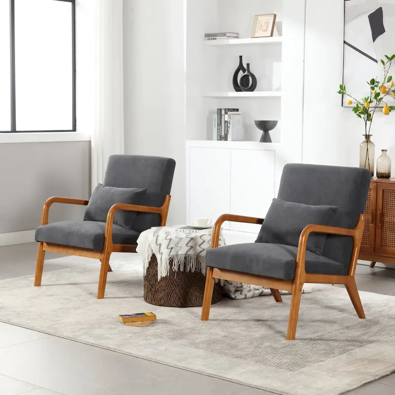 Fauteuil lounge en velours avec coussin