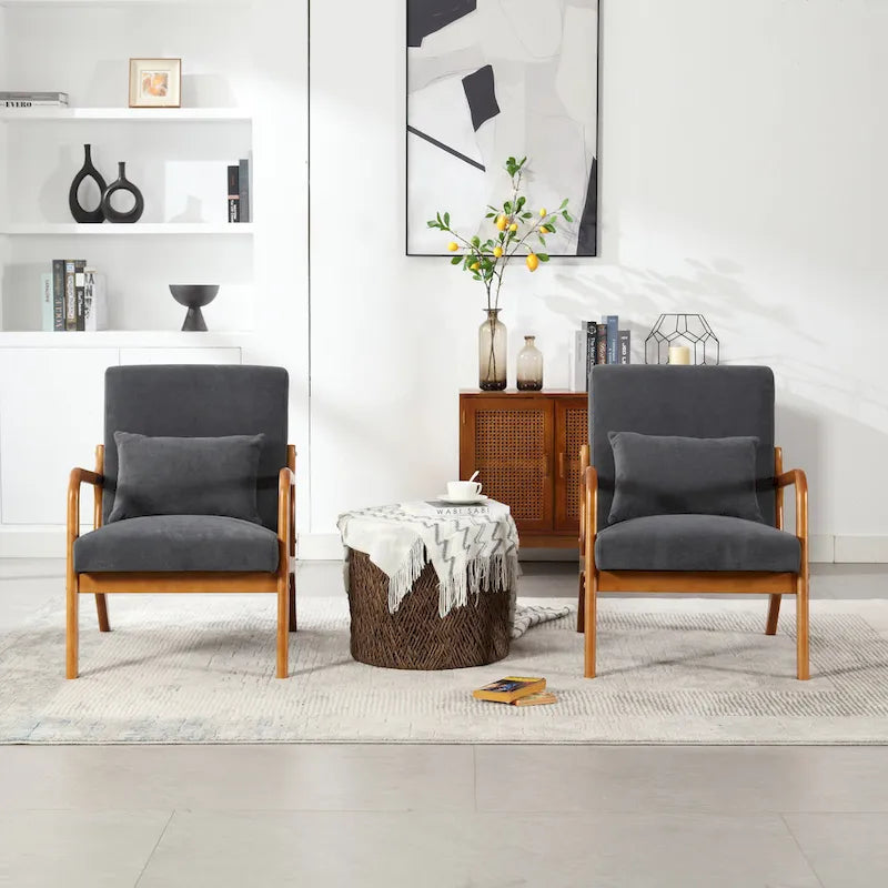 Fauteuil lounge en velours avec coussin