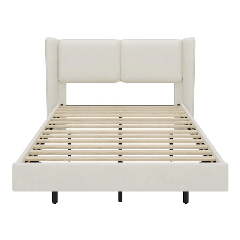 Lit plateforme flottant Queen Velvet avec lumières LED et 6 rangements