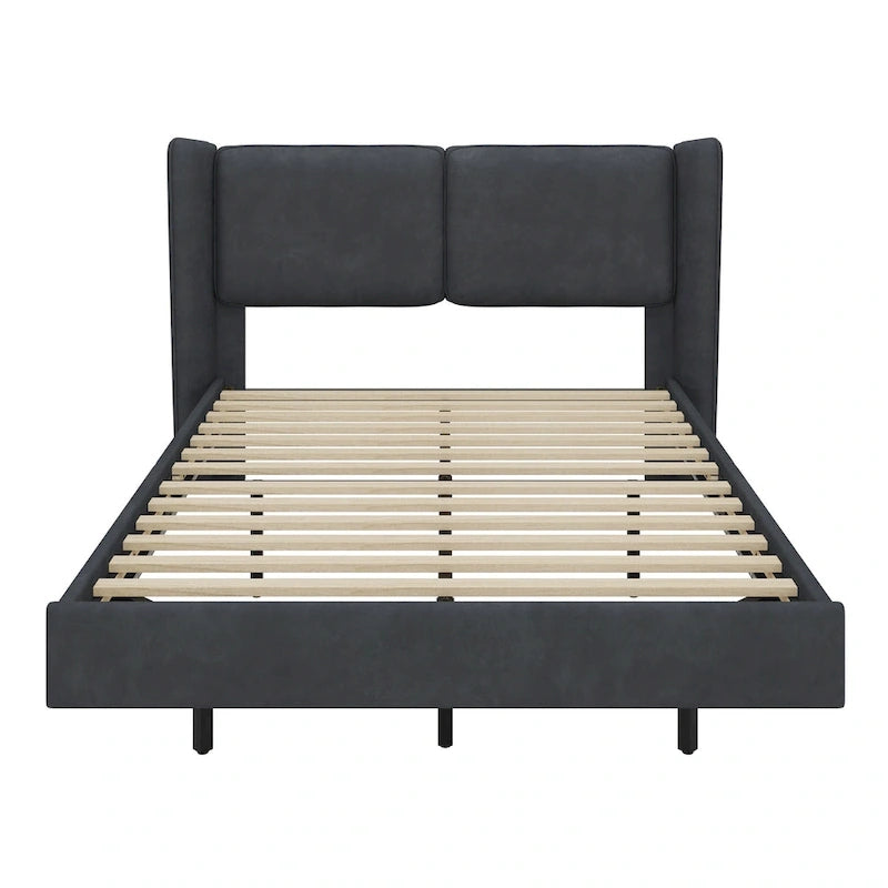 Lit plateforme flottant Queen Velvet avec lumières LED et 6 rangements