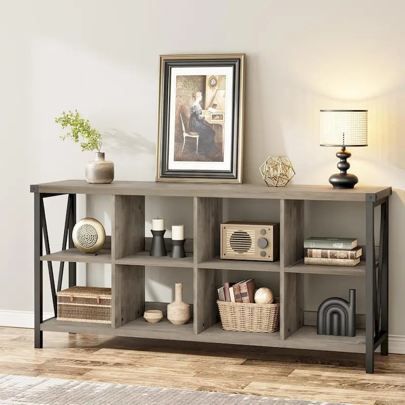 8 Cube Storage Organizer Bookcases, 3 Tier Metal Horizontal Bookcase
