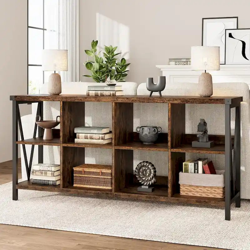 8 bibliothèques de rangement cubiques, bibliothèque horizontale à 3 niveaux en métal
