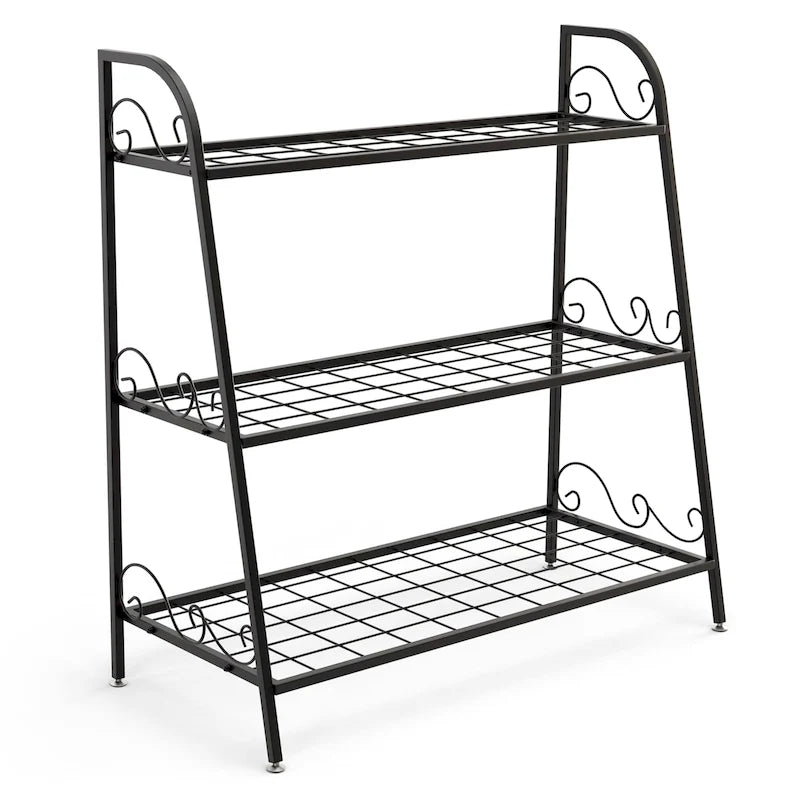 Étagère à Plantes en Métal à 3 Niveaux Support de Pots de Fleurs Présentoir
