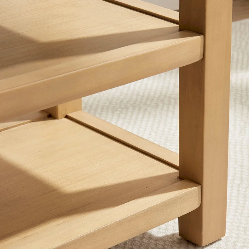 Banc multifonctionnel en bois massif avec étagères de rangement 117 cm