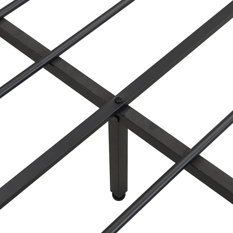 Lit plateforme queen size en métal avec tête de lit rembourrée et USB