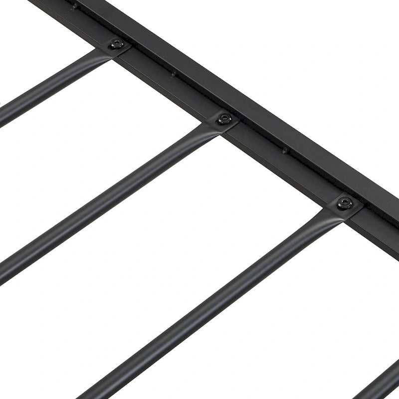 Lit plateforme queen size en métal avec tête de lit rembourrée et USB