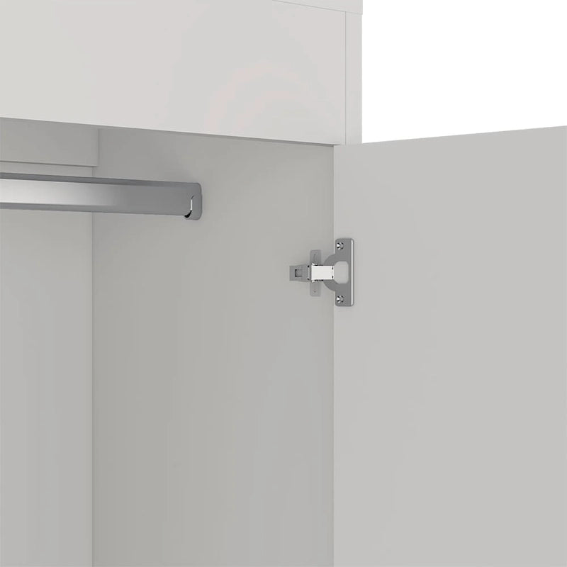 Armoire moderne à deux portes avec deux tiroirs inférieurs et tringle de suspension pour chambre à coucher