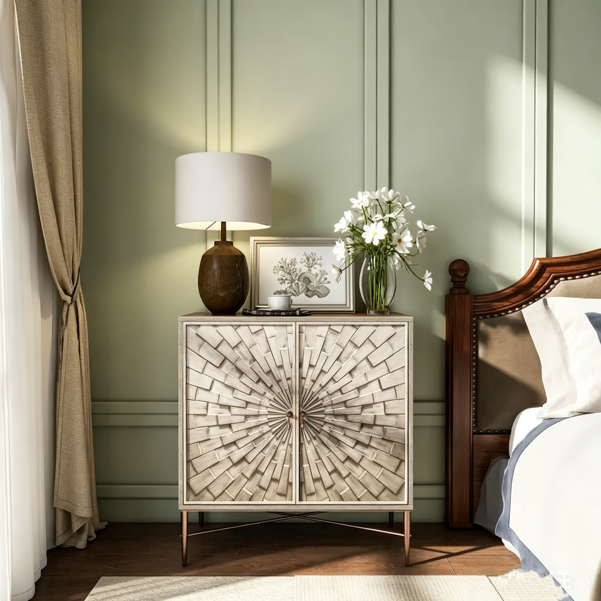 Buffet 2 portes en bois vintage avec rangement