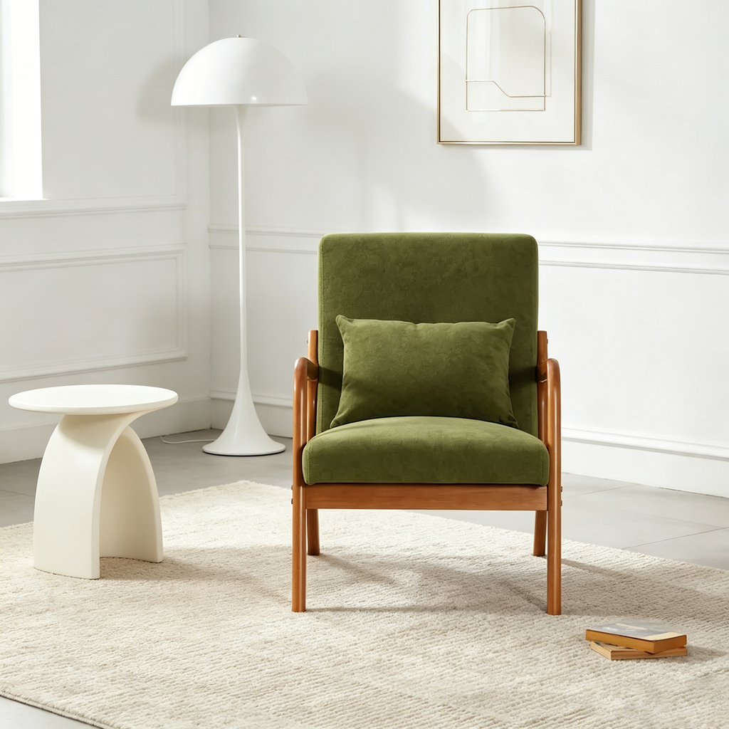 Fauteuil lounge en velours avec coussin