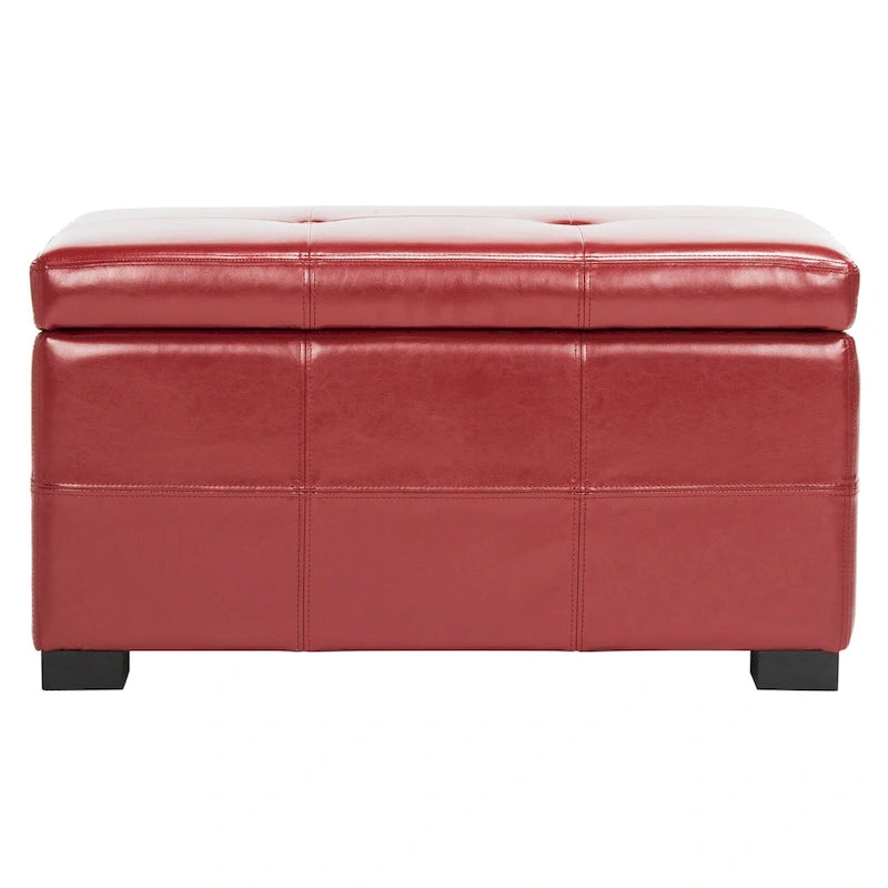 Banc de rangement capitonné en similicuir marron