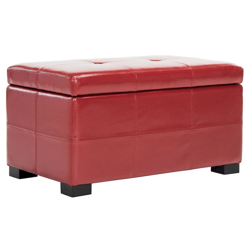 Banc de rangement capitonné en similicuir marron
