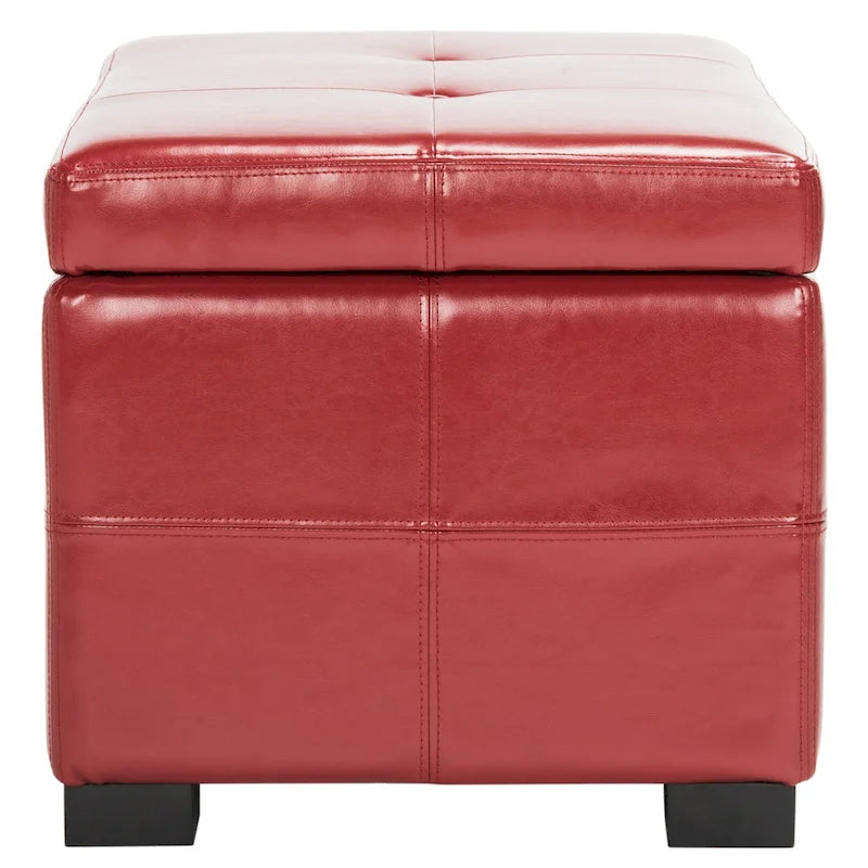 Banc de rangement capitonné en similicuir marron