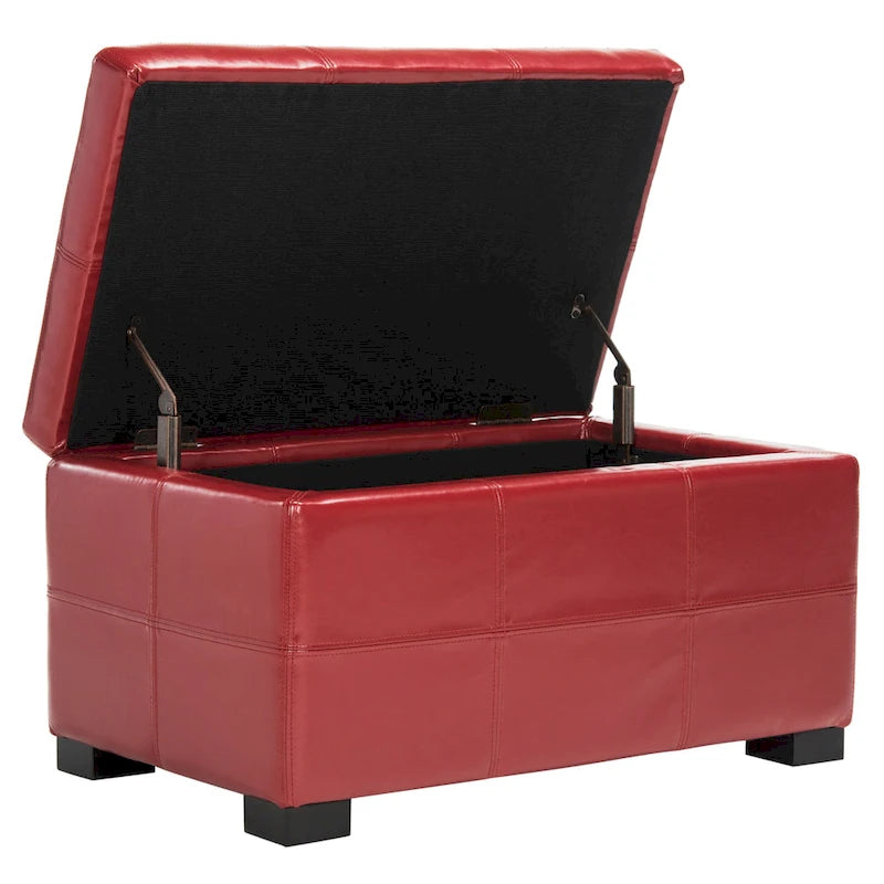 Banc de rangement capitonné en similicuir marron