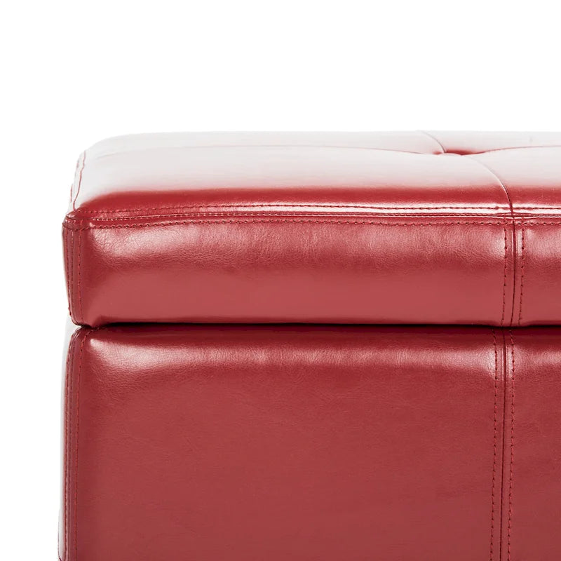 Banc de rangement capitonné en similicuir marron