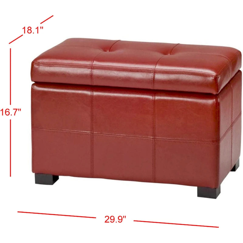 Banc de rangement capitonné en similicuir marron