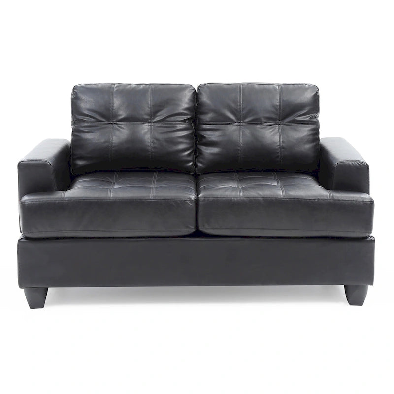 Canapé droit en similicuir avec accoudoirs évasés de 58 po de large - 34L x 58W x 36H