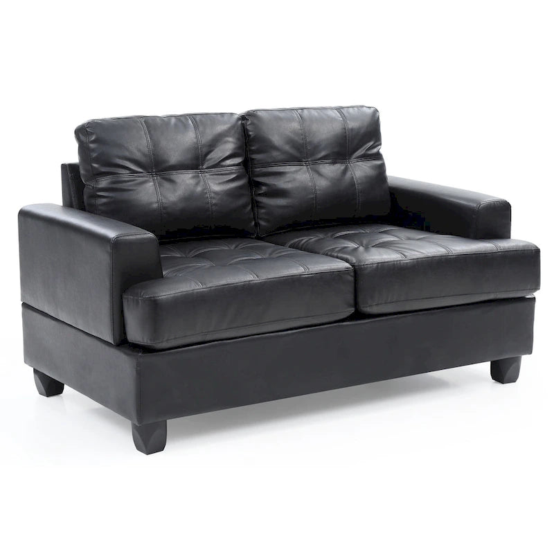 Canapé droit en similicuir avec accoudoirs évasés de 58 po de large - 34L x 58W x 36H
