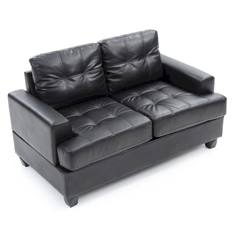 Canapé droit en similicuir avec accoudoirs évasés de 58 po de large - 34L x 58W x 36H
