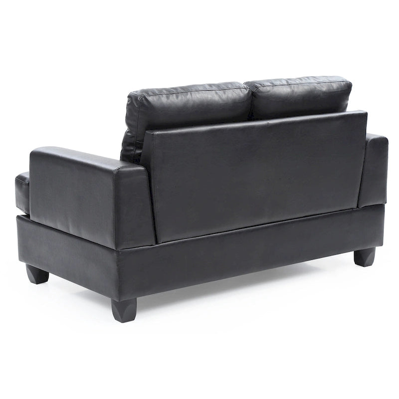 Canapé droit en similicuir avec accoudoirs évasés de 58 po de large - 34L x 58W x 36H
