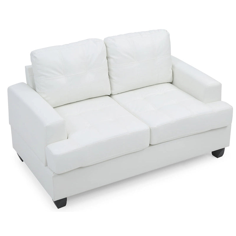 Canapé droit en similicuir avec accoudoirs évasés de 58 po de large - 34L x 58W x 36H