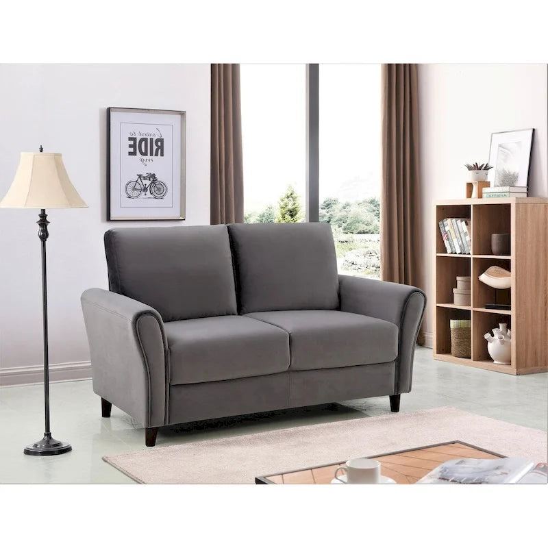 Causeuse en velours peluche avec accoudoirs inclinés