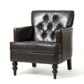 Fauteuil club en cuir marron