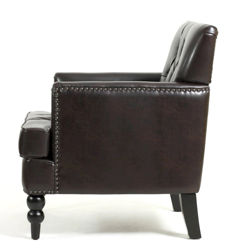 Fauteuil club en cuir marron