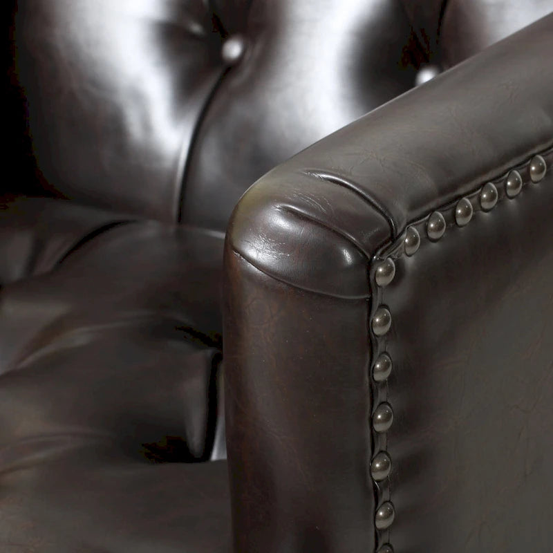 Fauteuil club en cuir marron