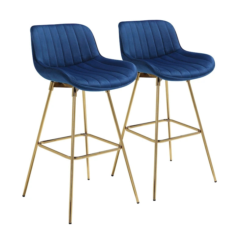 2 tabourets de bar pivotants confortables en velours