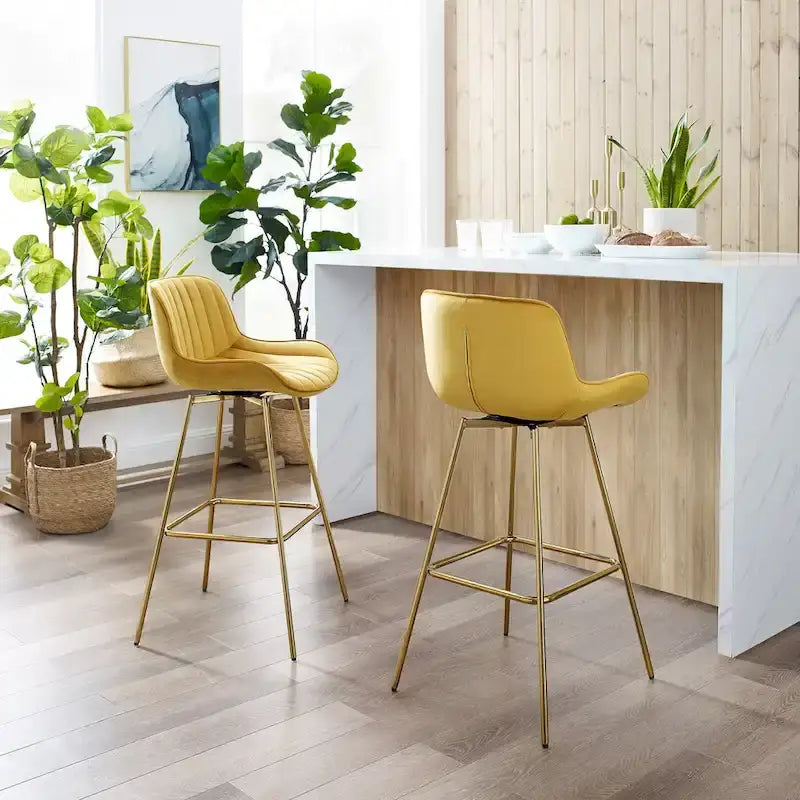 2 tabourets de bar pivotants confortables en velours