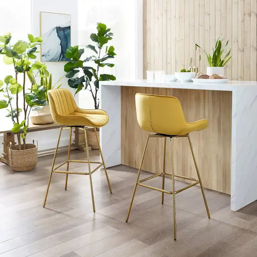 2 tabourets de bar pivotants confortables en velours