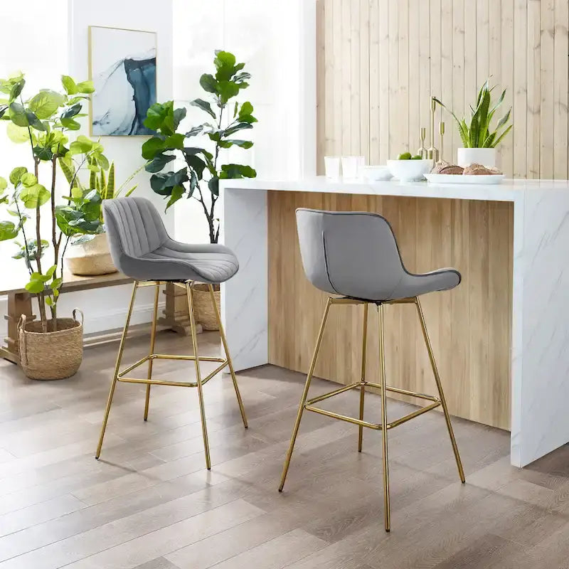2 tabourets de bar pivotants confortables en velours