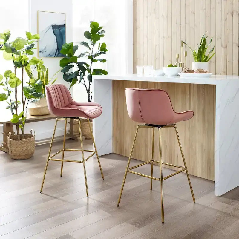 2 tabourets de bar pivotants confortables en velours