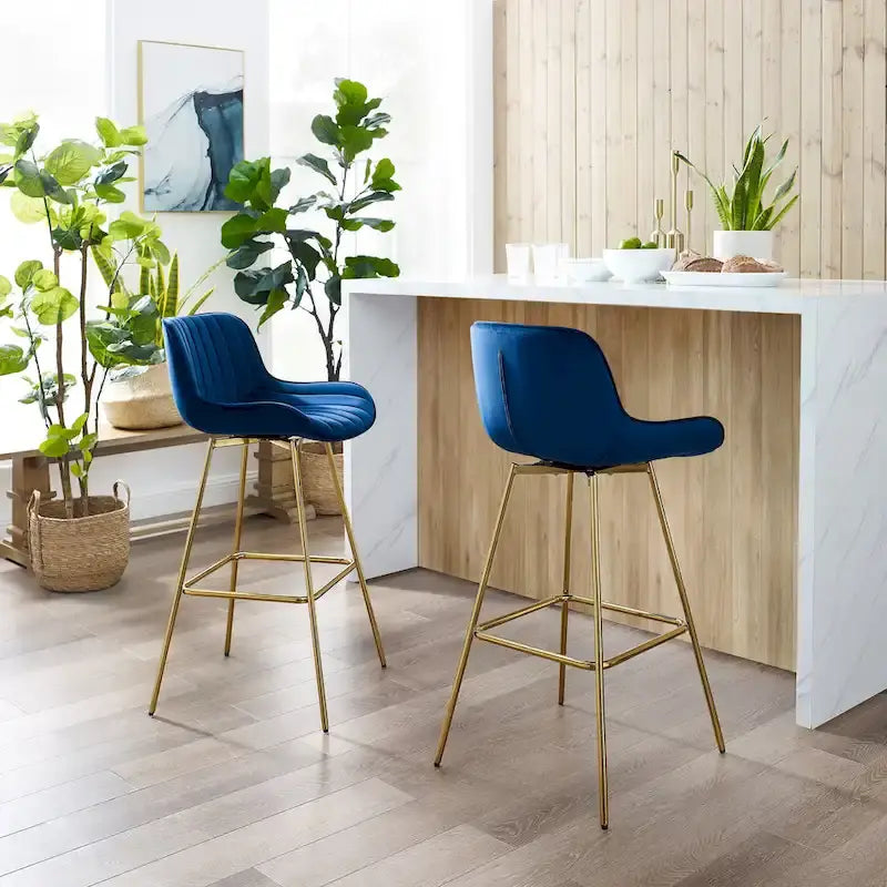 2 tabourets de bar pivotants confortables en velours